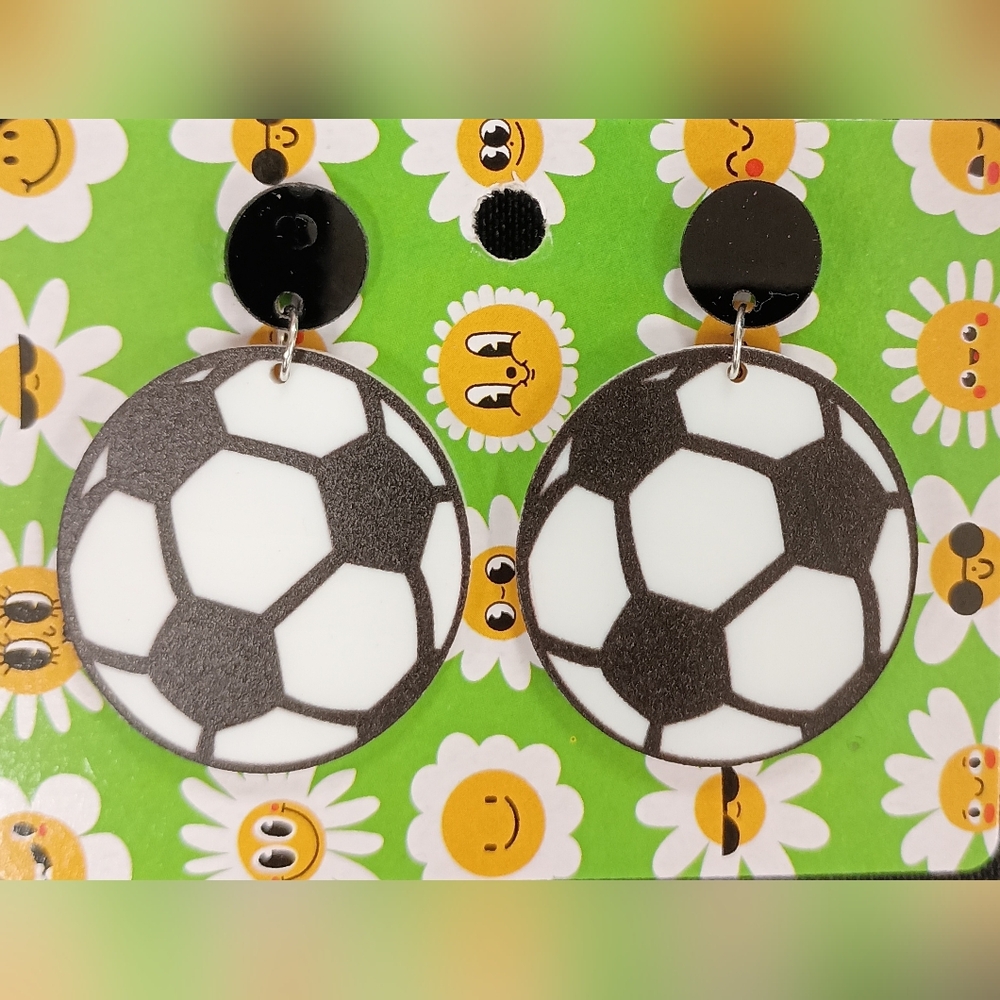 Soccer Ball Black and White Earrings